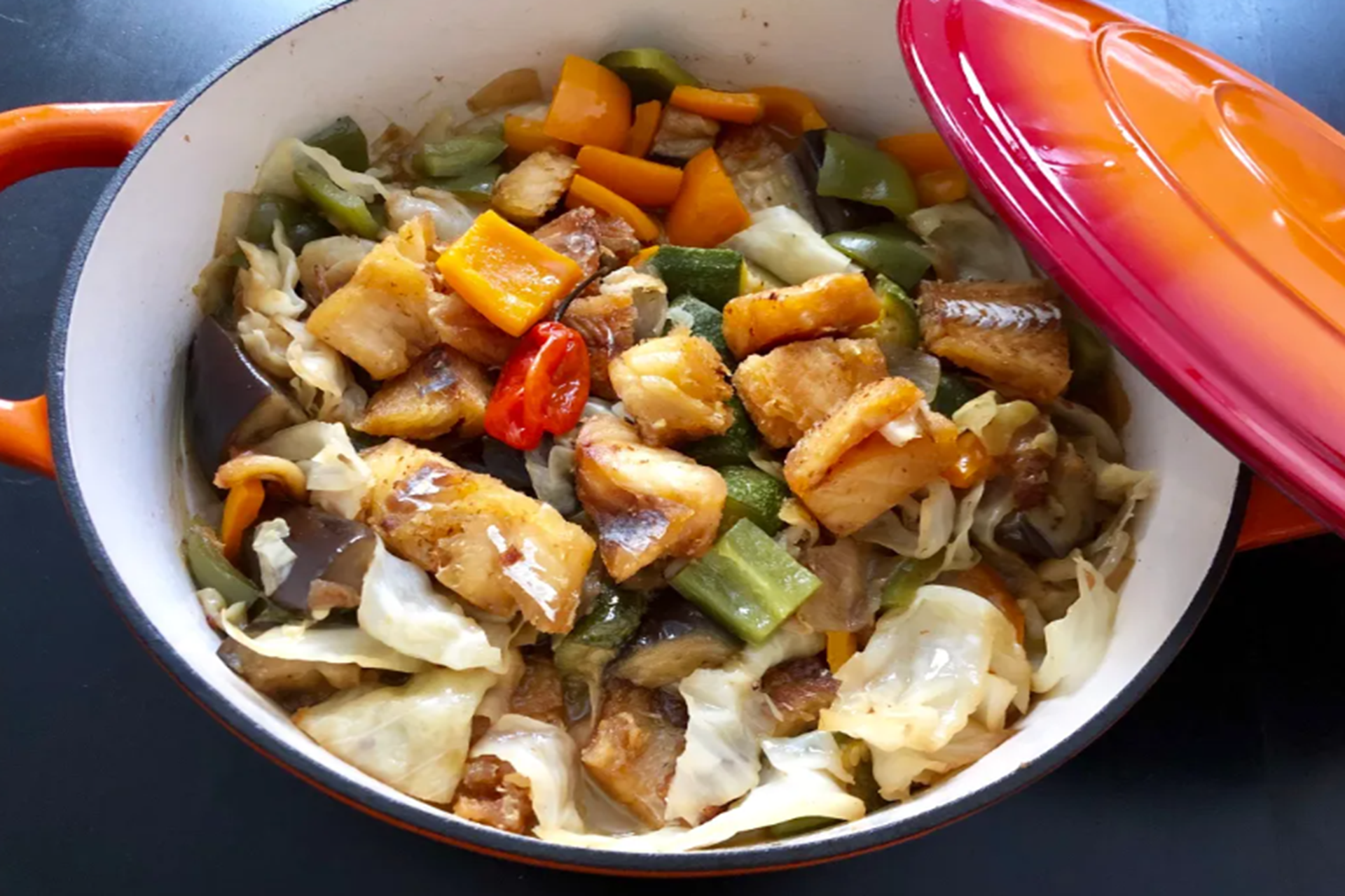 Salted cod with sautéed vegetable (or Makayabu) Recipe